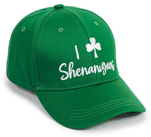 KorhLeoh Baseballmütze für Damen und Herren, Shamrock-Baseballkappe, St. Patrick's Day, irisches 3-blättriges Kleeblatt, I-Shenanigans, Baseballmütze für Unisex, verstellbare Track-Mütze, grün,