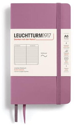 LEUCHTTURM1917 372377 Notizbuch Pocket A6, Softcover Schreibbuch, 123 nummerierte Seiten, Dusty Rose, liniert