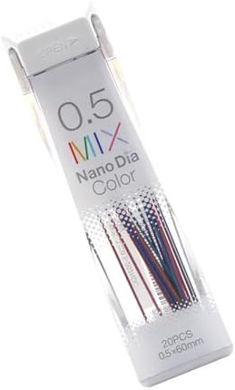 Lot de 20 mines de crayon de 0,5 mm - Mines colorées pour dessin automatique de porte-mine de 0 à 5 mm