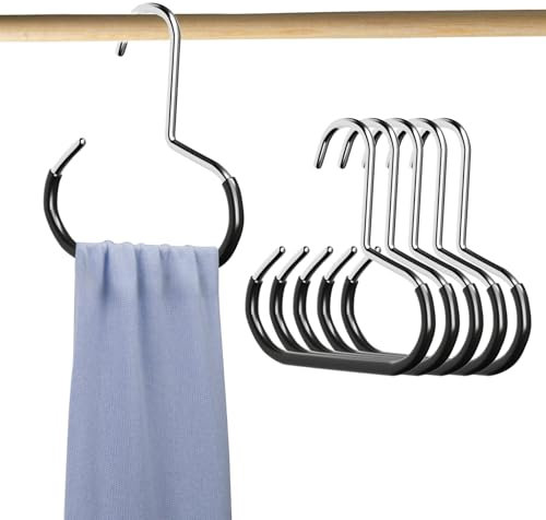 6 Pezzi Porta Sciarpe,Porta Cinture da Armadio,Ganci per Cravatte Antiscivolo,Porta Cappelli in Metallo,Organizer per Armadio per Sciarpe,Cappelli,Cravatte,Cinture (Nero)