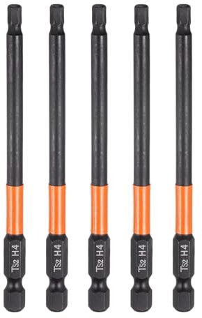 sourcing map 5pcs H4 Hex Head Drill Bit Wrench 4mm Metric Flat Tip 1/4 Hex Shank 100mm (4) Long Magnetic Black Phosphate Hexagonal Screw Driver Socket Industrial Screwdriver Power Bits