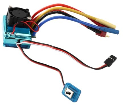 Tbest 60A Bürstenloser ESC, hohe Leistung, zuverlässige 4-Stufen-Bremse, 8-Stufen-Drag-Bremse, 2-3S Lipo-Batterie kompatibel, Reset-Taste, für 1/10 RC-Modelle, für Fortgeschrittene und Anfänger