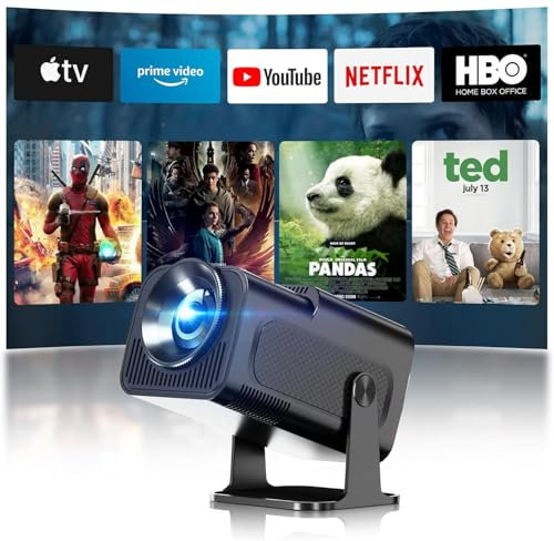 Projector, Portable Mini Projector with WiFi 6 and Bluetooth 5.0, Automatic Keystone Correction, 4K 1080P Portable Projector Support 180° Rotatable for Bedroom Home Outdoor Movies