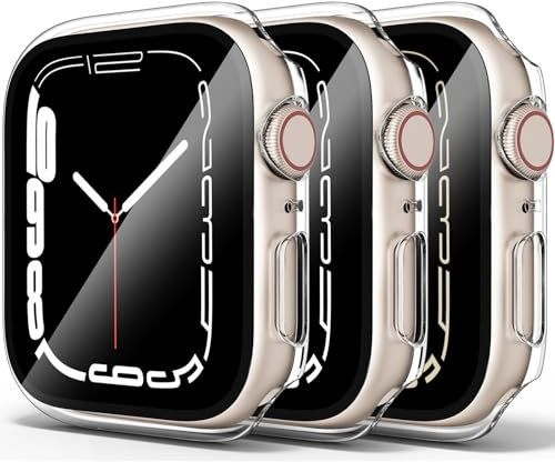 Confezione da 3 custodie rigide per Apple Watch serie 9 e serie 8/7, 41 mm, antiurto, antigraffio, cover di ricambio per iWatch 9/8/7