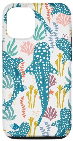Whale Shark Bleu Coral Pattern Ocean Coastal Marine Summer Case for iPhone 12/12 Pro