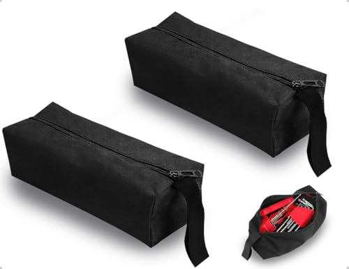 AOYEGIC 2 Stück Klein Werkzeugtasche,Tragbare Wasserdichte Leer Aufbewahrungstasche mit Hängendem Riemen und Reißverschluss,verwendet für Zangen Und Schlüssel(Schwarz)