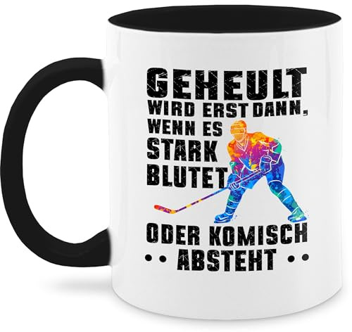 Tasse Tassen 325ml - Geheult wird erst wenn es stark blutet I Eishockey Geschenk Eishockey Geschenkideen Ice Hockey Fans - 325 ml - Schwarz - für geschenke fan fanartikel mit