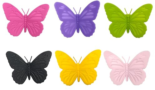 6 Pcs Wine Glass Marker, Silicone Butterfly Drink Markers, Reusable Wine Glass Decorations Multicolor Drink Markers for Bar Party Home Table Decorations