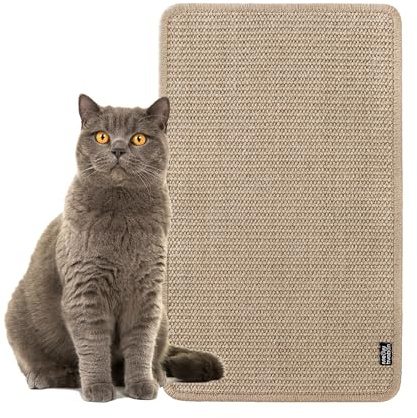 Tappetino tiragraffi per gatti - tappeto in sisal naturale di alta qualità, tavola tiragraffi resistente e multifunzionale, tappetino tiragraffi robusto, protegge i mobili (50 x 30 cm, Beige)