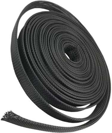 Braid for Wires Black Braid Sleeving Gland Protection Tight Cable Sleeve, Width 4 to 60mm PET Material Sleeving 1piece(40MM*50M)