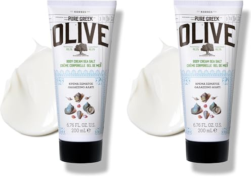 KORRES OLIVE & SEA SALT feuchtigkeitsspendende Bodymilk, dermatologisch getestet, vegan, 200 ml (Packung mit 2)