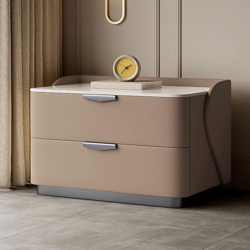 WYRNOBRX Landhaus Nachttisch Moderner Nachtschrank 2 Schubladen Sofa Beistelltisch Massivholzrahmen Klassik Nachtkommode Schlafzimmer Wohnzimmer Erhältlich,Beige,L19*W16*H19