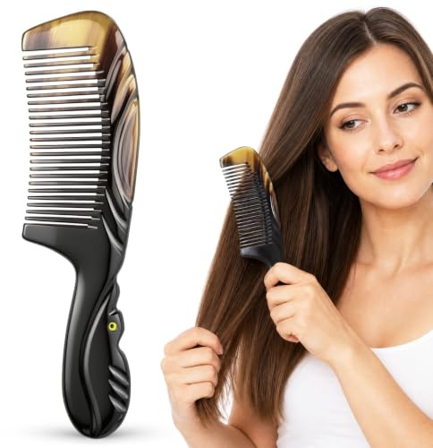 Tovinanna Ochsenhornkamm Handgefertigter Hornkamm FüR Kopfhautmassage Und Haarmassage Antistatischer Haarkamm Mit Glatter OberfläChe Handkamm FüR Zuhause Und Friseurbedarf 1 StüCk