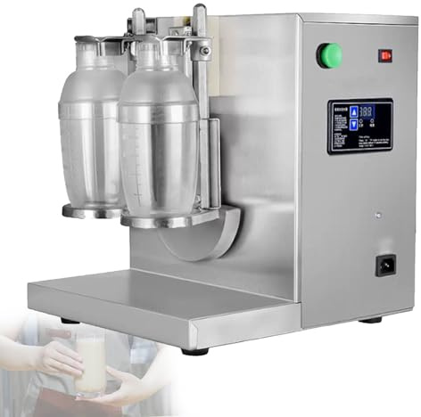 Pfps Automatic Milk Tea Shaking Machine, 2 Shaker Cups, Bubble Tea Shaker Machine with 0-120s Time Control, for Coffee and Milk Tea Store Use