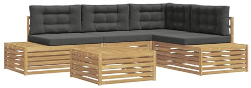 vidaXL 5 Stück Outdoor-Sofagarnitur Polyester Weiß, Garten, modernes Outdoor-Sofa, Eckmöbel, gemütliche Lounge-Set, langlebige Terrasse, chillige Sitzgelegenheit