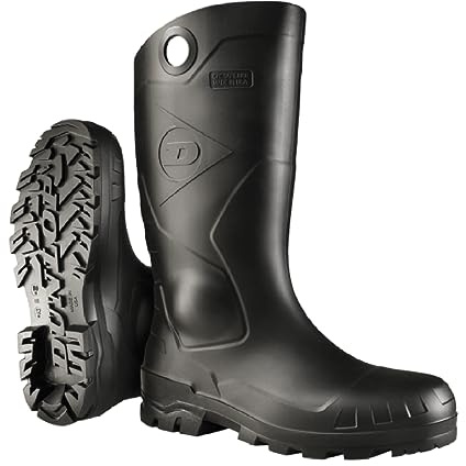 DUNLOP Chesapeake Rubber Boots with Steel Toe for Men & Women – PVC - Waterproof Work boots - Lightweight Garden, Rain & Fishing Boots - Safety boots with Wide Calf – Black – Size 3–24