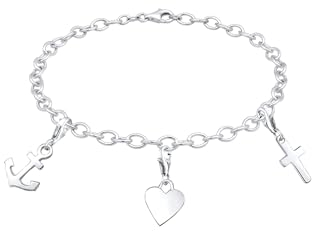 Elli Armband Damen Anker Kreuz Herz Anhänger Symbol in 925 Sterling Silber