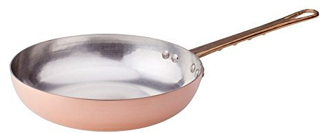 Pentole Agnelli ALCM111M40 Padella In Rame Martellato Stagnato A Mano Con Manico Ottone, Diametro 40 cm