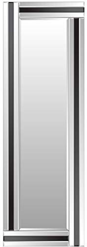 Barcelona Trading Fiona Silver & - Espejo de Pared con Marco de Cristal Negro de Longitud Completa Biselado, 121,9 x 40,6 cm, Grande