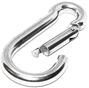 PRIOstahl Karabiner Groß Feuerwehr Karabiner 8mm x 80mm für Boxsack Karabinerhaken Edelstahl - für Sonnensegel Hundeleine Schlüssel Hängematte rostfrei Schaukel Haken Boxsack