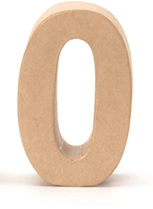 GLOREX 6 2029 140 - Papp - Zahl 0, aus brauner Pappe, ca. 17,5 X 5,5 cm groß, zum bemalen und bekleben, für Serviettentechnik und Décopatch, ideal als Dekoration