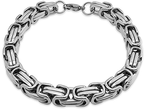 Soul-Cats Armband Edelstahl Königskette Panzerkette Armkette, Farbe: Silber, Stärke: 9 mm
