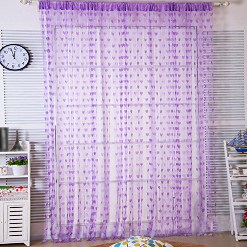 UOOOM 100 x 200 cm - Tenda a forma di cuore, per finestra, porta sfondo, colore: viola