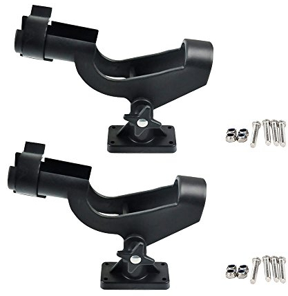 Nuzamas Set di 2 supporti per canna da pesca regolabili in orizzontale / verticale Ruotabili a 360 gradi Supporto per montaggio su guida laterale per kayak e barche, montaggio con viti