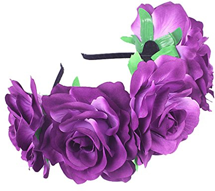 Cheerlife Damen Mädchen Rose Blume Haarreif Blumenstirnband Festival Hochzeit Braut Brautjungfer Haarband Kopfband Kranz (Lila)