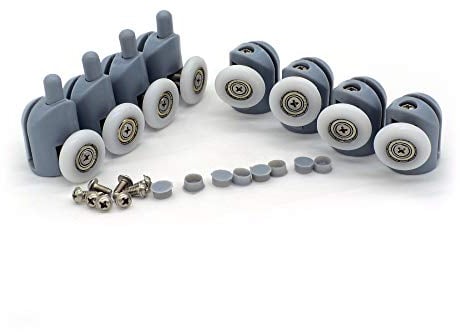 Juego de 8 rodillos individuales para puerta de ducha, ruedas, poleas de 20 mm de diámetro, piezas de repuesto