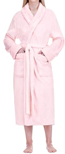 PAVILIA Damen Women's Satin Waffle Trim Robe Classic (1er Pack)