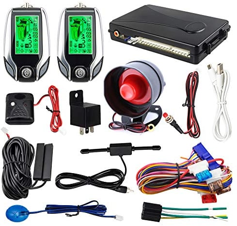 EASYGUARD 2-Wege-Autoalarmanlage EC204 mit PKE-Passiv-Keyless-Eingang, wiederaufladbarem LCD-Pager-Display & Stoßwarnung DC12V