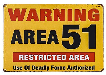yunuo Warnschild Vintage Area 51 Metall Blechschild Restricted Area Wanddekoration (02)