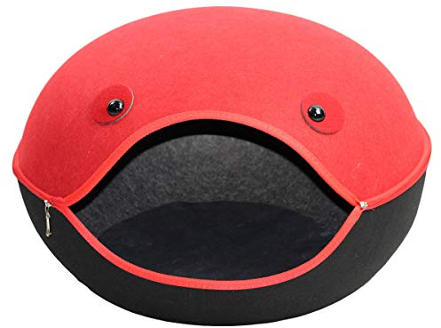 Pettimania Katzenhöhle Filz in Froschform schwarz/rot