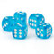 WeLoveDice 16mm W6 Würfel türkisblau transparent/weiß - Made in Germany! - 5Stk