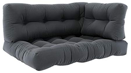 Vicco Palettenkissen Set Flocken, Outdoor Kissen, Anthrazit, 120 x 80 cm 3 Teile