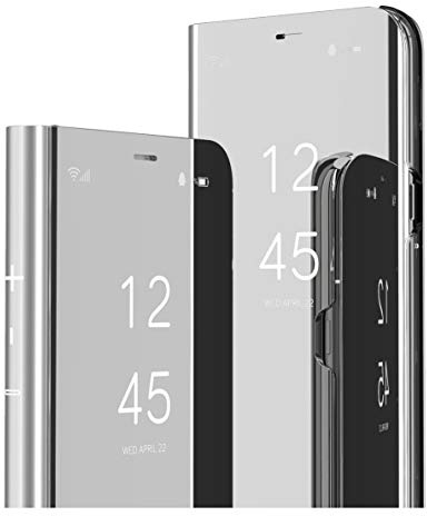 MRSTER Flip Case for iPhone 12 Pro Max Mirror Design Clear View Bookstyle Protecter Shell With Kickstand Cover for Apple iPhone 12 Pro Max 6.7. Flip Mirror: Silver