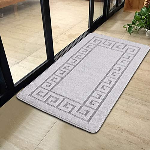 PHP Non Slip Indoor Door Mat, Heavy Duty 40 x 60 cm Waterproof Gel Back Welcome Front Door Mat, Floor Mats for Home, Kitchen and Bedroom Decor - Silver