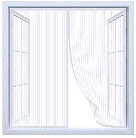 Zanzariera Per Finestra, Zanzariera Per Finestra Magnetica, Resistente Traspirante Tenda Zanzariere, Spegni Automaticamente La Zanzariera Silenziosa - Bianca, (Larghezza)60cm x (Altezza)50cm