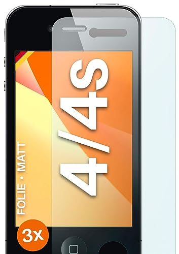 moex® FlexProtect Schutzfolie matt kompatibel mit Apple iPhone 4S / iPhone 4 Folie gegen Reflexionen, Anti Reflex Displayschutz, matte Displayfolie, robust und Kratzfest – 3 Stück
