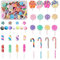 PandaHall Süßigkeiten-Perlen aus Kunstharz, flache Rückseite, Cabochons, Lollipop, Marshmallow, Weihnachtsstäbchen, niedliche flache Rückseite, Schleimperlen für Bastelarbeiten Scrapbooking 140 Stück
