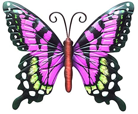 NA Metal Butterfly Wall Art Decor Colorful Wall Sculptures Large Metal Colourful Butterfly for Garden Patio Fence Bedroom Living Room Large Size(27*22.8cm)
