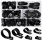 NiceLand 200 Pièces Pinces en Plastique en Nylon R Clips Colliers de Fixation de Tubes, 6 Tailles 3/16'' 1/4'' 3/8'' 1/2'' 3/4'' 11/8'' Attaches pour Conduits, Câbles, Gaines (Noir)