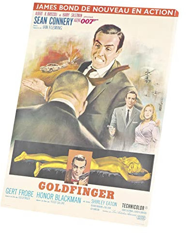 French Unicorn Wandbild, Kunstdruck auf Leinwand, altes französisches Filmplakat, Goldfinger, Retro, Kino, Vintage (30 cm x 40 cm)