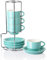 Sweejar Espressotassen aus Porzellan mit Untertassen, 70,9 ml, stapelbare Cappuccinotassen mit Metallständer für Kaffee, Getränke, Latte, Tee, 4er-Set (Türkis)