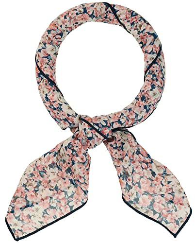 Allegra K Foulard carré en mousseline de soie pour femme – 65 x 64 cm – Imprimé floral, Motif floral rose et bleu., 65x65cm LxW