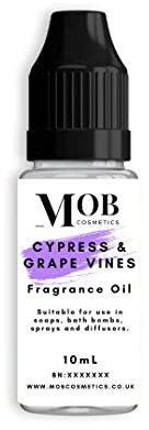 Designer Fragrance Oil: Wax Melts, Soaps, Candles, Bath Bombs, Reed Oils, Perfume, Room Sprays 10ml (Cypress and Grapevine)
