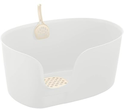 Richell Paw Trax - Caja de Arena para Gatos de Pared Alta XL, Bandeja Grande para Gatos de Lados Altos en Color Blanco