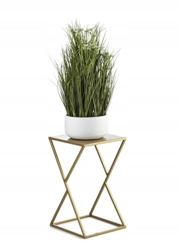 HowHomely Blumenständer Metall 40 x 24 cm - Solider und Minimalistischer Blumenhocker - Gold Pflanzenständer für die Hausdekoration wie Salon oder Schlafzimmer