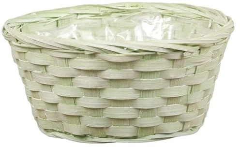 RiloStore 5 STK Geschenkkörbe hellgrün grün 20cm Bambus Körbe Frühling Ostern Osterkörbe Pflanzschalen Körbchen Pflanzkörbe Osterkörbchen Dekokörbe Floristik Korb Schalen Bambusschalen